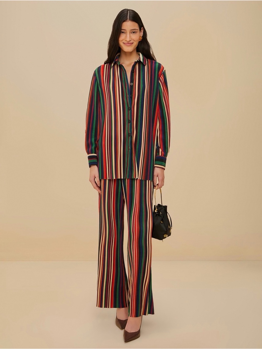 Farm Rio Pipa Stripes Multicolor Pleated Pants